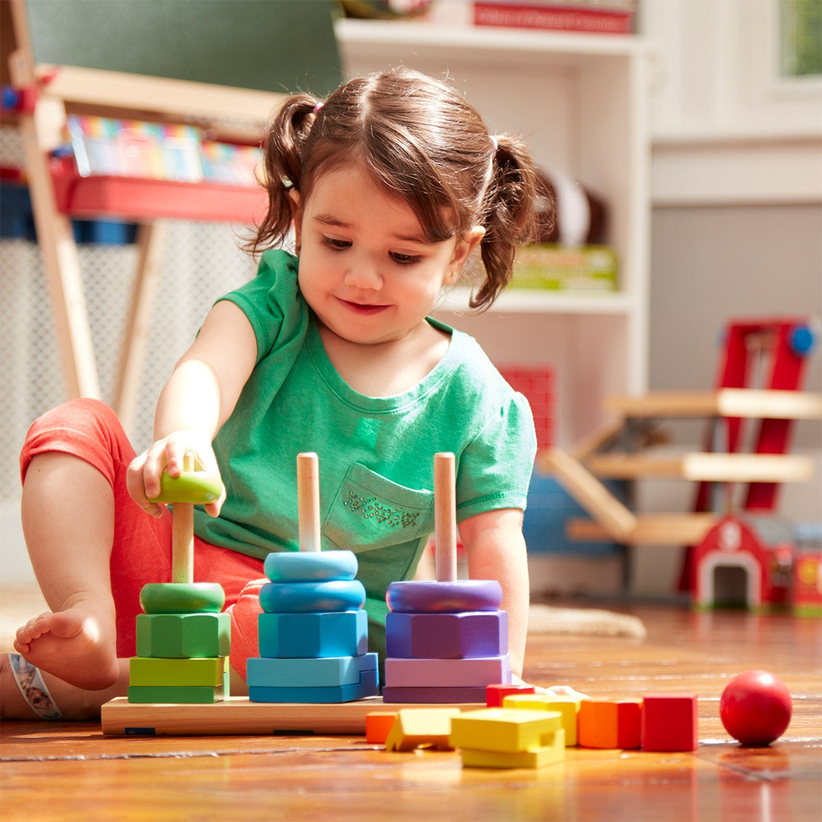 Melissa & Doug Geometric Shape Sorting Stacker Toy