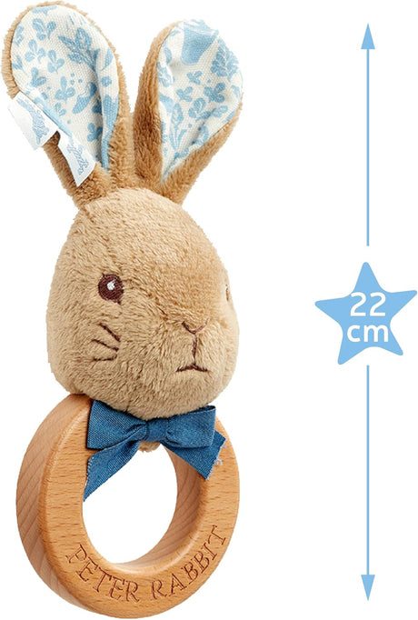 Peter Rabbit Wooden Ring Rattle Baby Toy From Birth