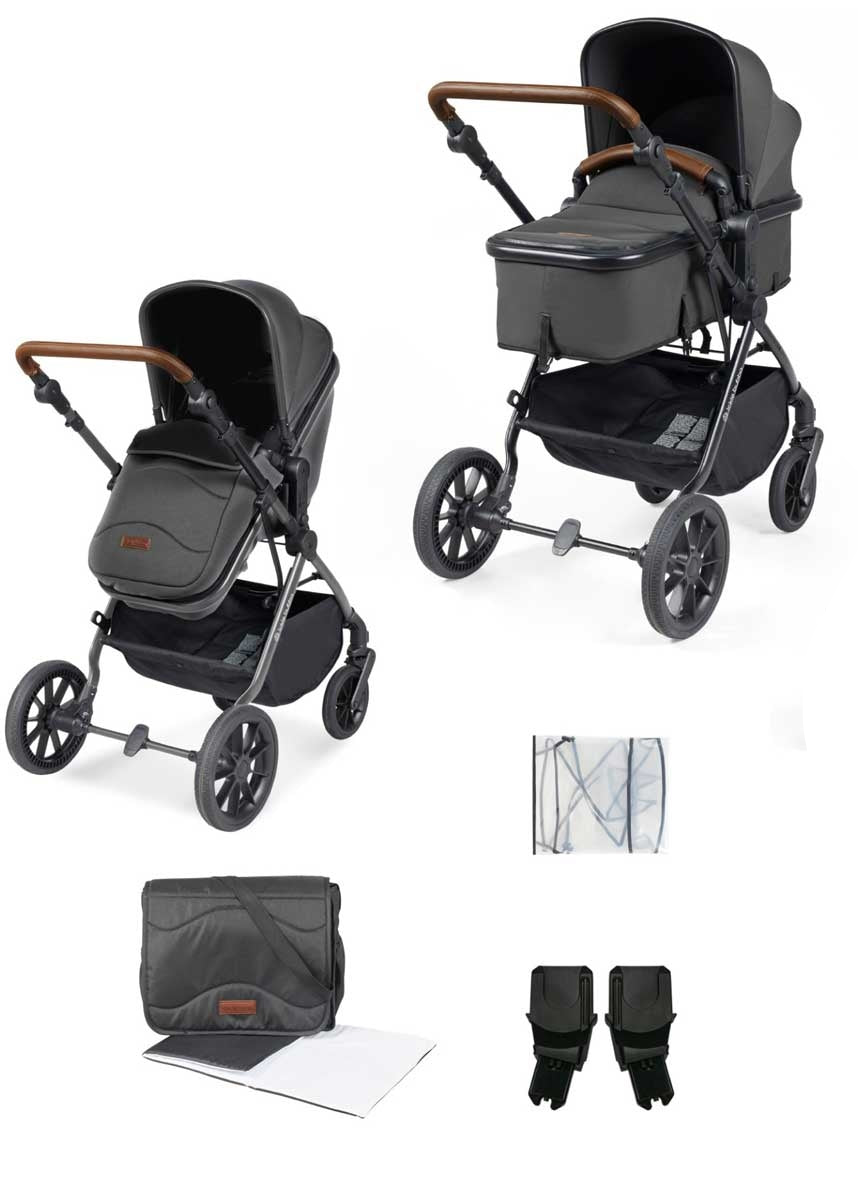 Ickle Bubba Cosmo 2-in-1 Pram & Pushchair - Black / Graphite Grey / Tan