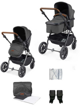 Ickle Bubba Cosmo 2-in-1 Pram & Pushchair - Black / Graphite Grey / Tan