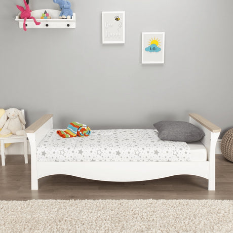 CuddleCo Clara Cot Bed, White/Ash