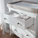 CuddleCo Clara 3 Drawer Dresser & Changer, White/Ash