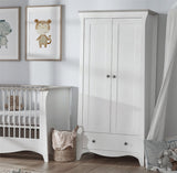 CuddleCo Clara 2 Door Double Wardrobe, White/Ash