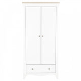 CuddleCo Clara 2 Door Double Wardrobe, White/Ash