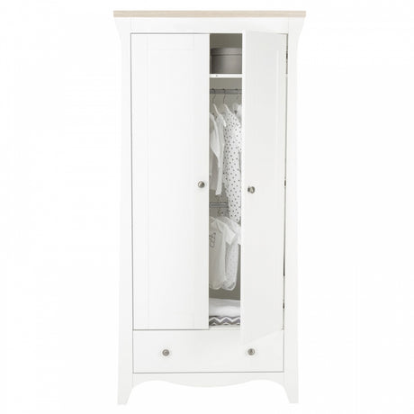 CuddleCo Clara 2 Door Double Wardrobe, White/Ash