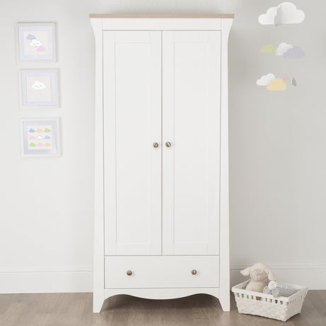 CuddleCo Clara 2 Door Double Wardrobe, White/Ash
