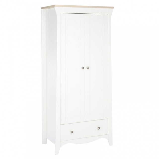 CuddleCo Clara 2 Door Double Wardrobe, White/Ash