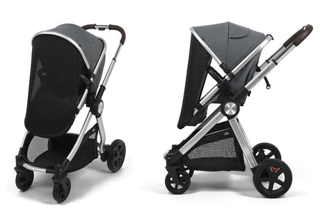 BabyLo Panorama XTi Premium Travel System & Starter Nursery Bundle including Isofix Base, Grey on Silver Chassis