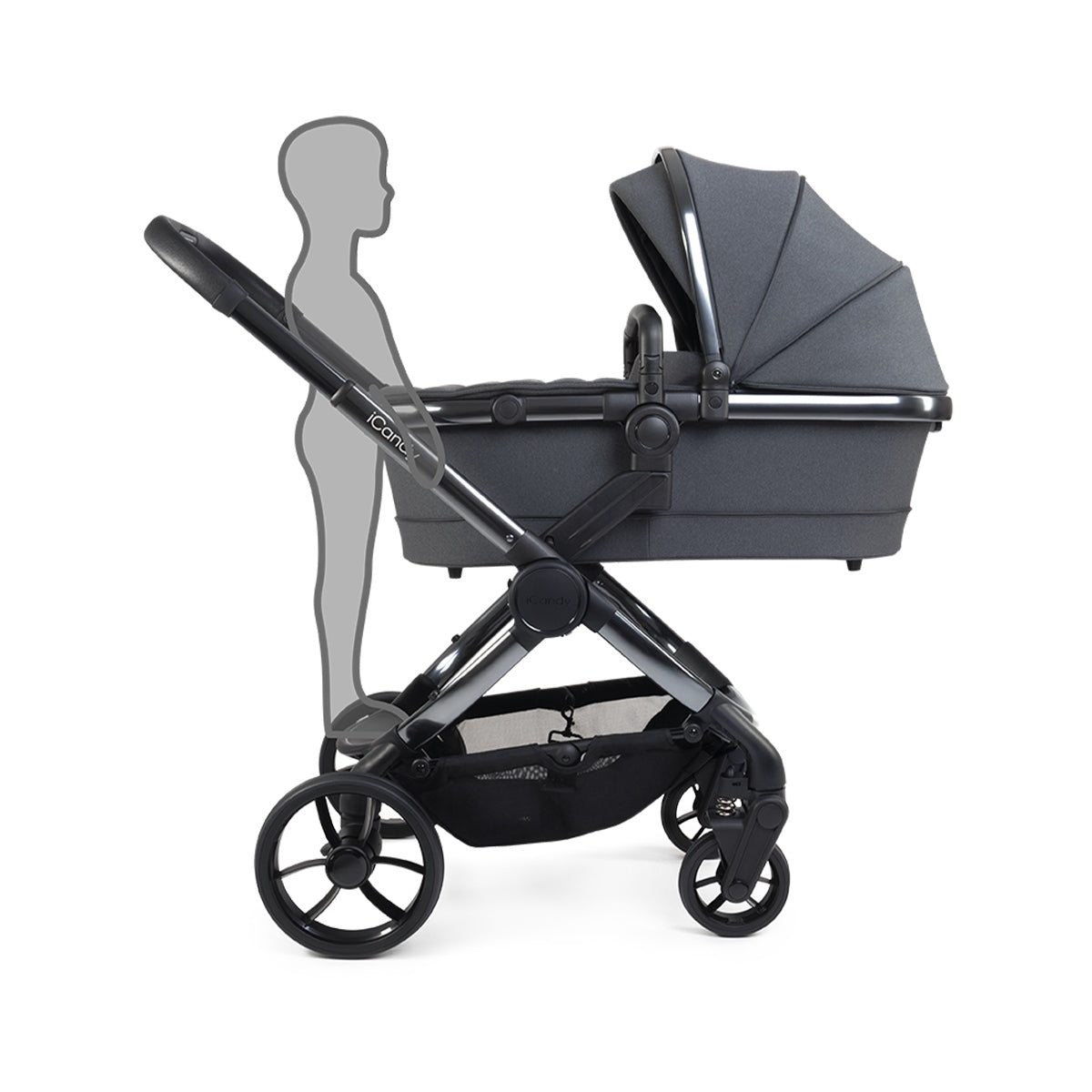 iCandy Peach 7 Premium iSize Travel System & Starter Nursery Bundle including Isofix Base, Dark Grey Phantom