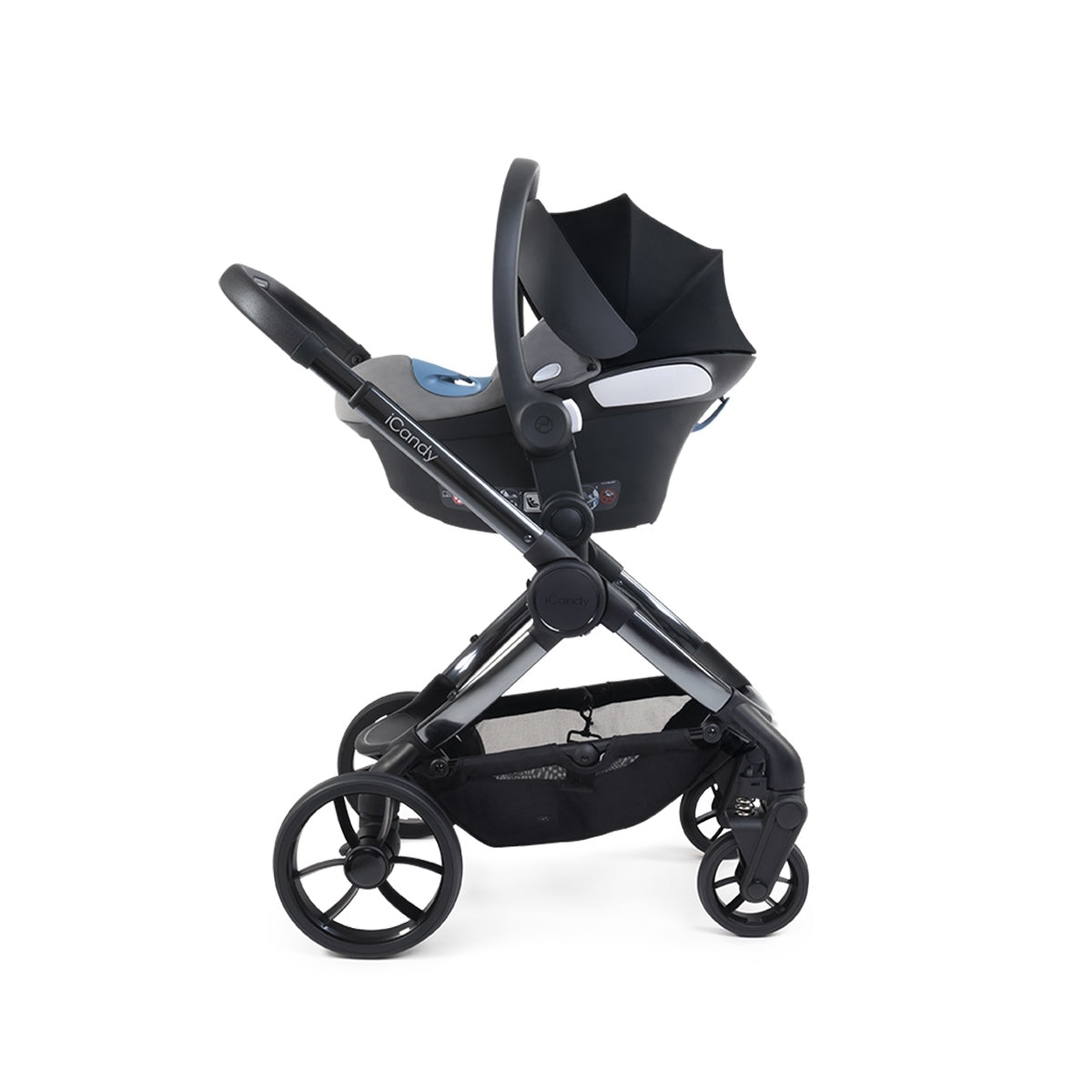 iCandy Peach 7 Premium iSize Travel System & Starter Nursery Bundle including Isofix Base, Dark Grey Phantom