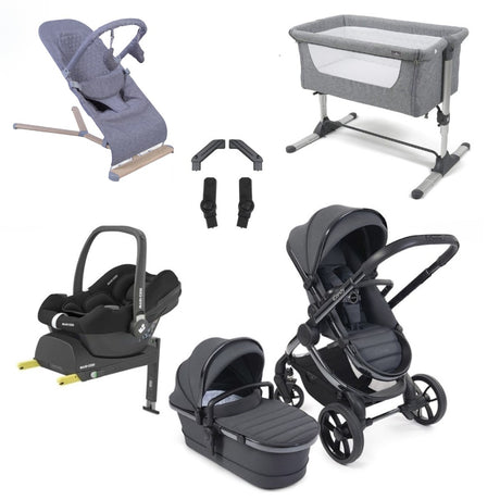 iCandy Peach 7 Essential iSize Travel System & Starter Nursery Bundle including Isofix Base, Dark Grey Phantom