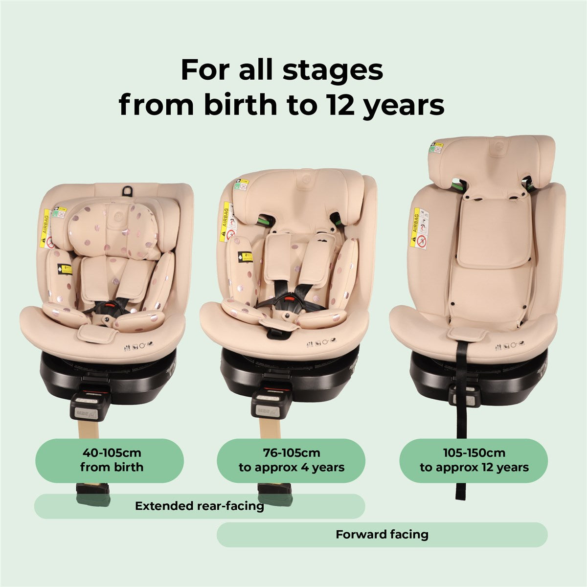 My Babiie Spin i-Size Car Seat, 40-150cm, 0-12 Years