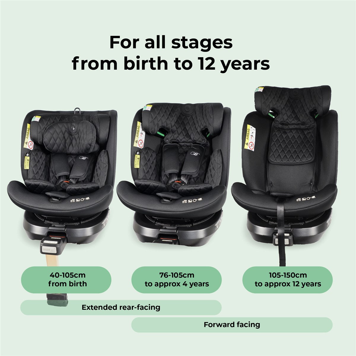 My Babiie Spin i-Size Car Seat, 40-150cm, 0-12 Years