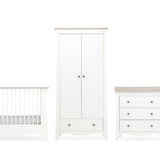 CuddleCo Clara 3 Piece Nursery Furniture Set (Cot Bed, Wardrobe & Dresser) - White & Ash