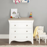 CuddleCo Clara 2 Piece Nursery Furniture Set (Cot Bed & Dresser) - White/Ash