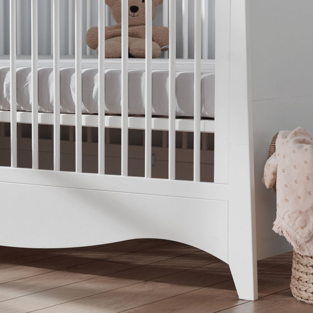 CuddleCo Clara 2 Piece Nursery Furniture Set (Cot Bed & Dresser) - White/Ash
