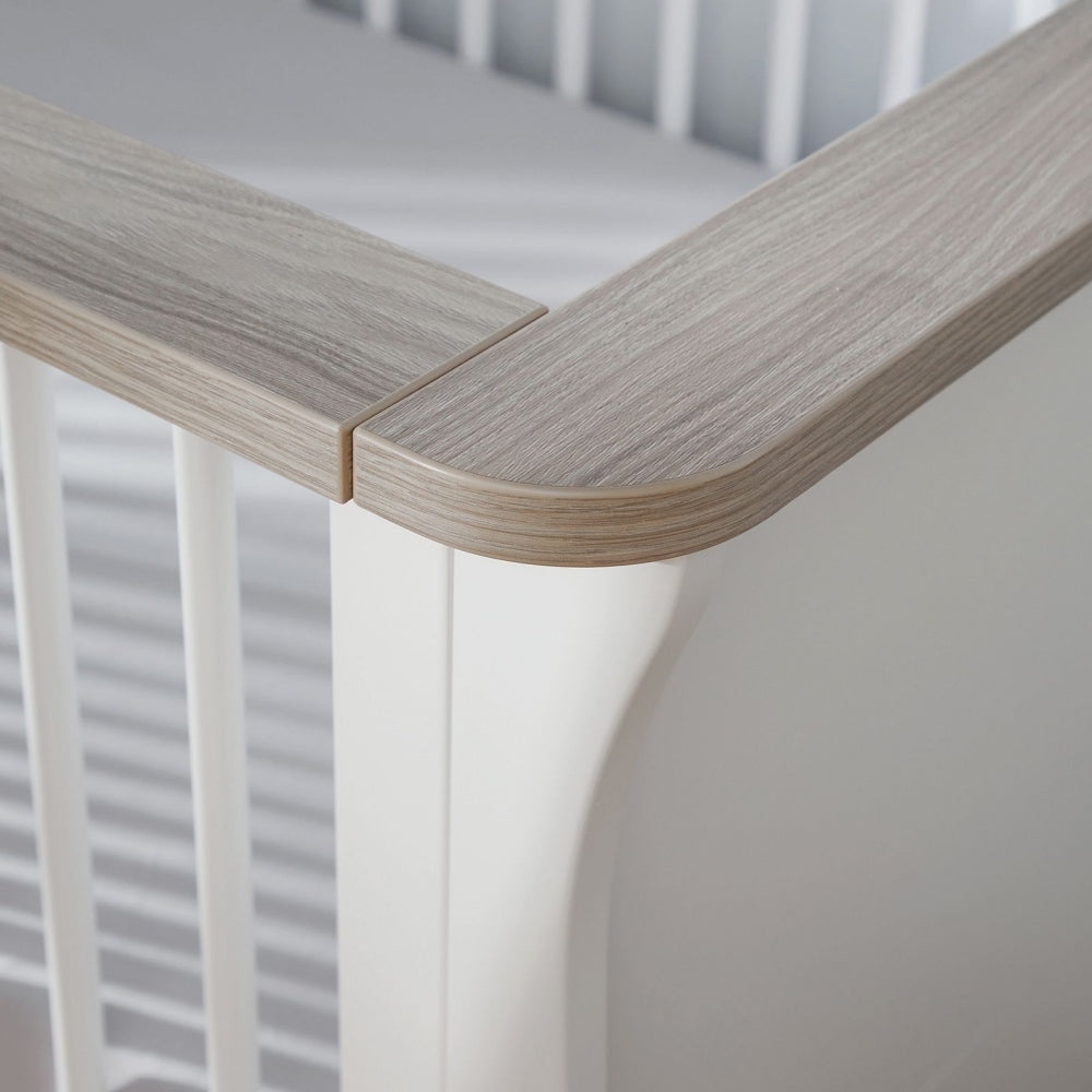 CuddleCo Clara 2 Piece Nursery Furniture Set (Cot Bed & Dresser) - White/Ash