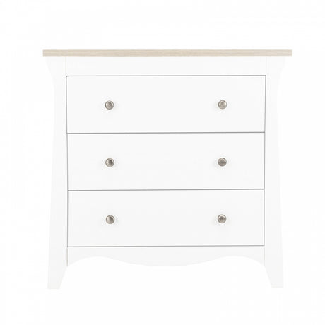 CuddleCo Clara 2 Piece Nursery Furniture Set (Cot Bed & Dresser) - White/Ash