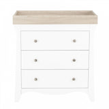 CuddleCo Clara 2 Piece Nursery Furniture Set (Cot Bed & Dresser) - White/Ash