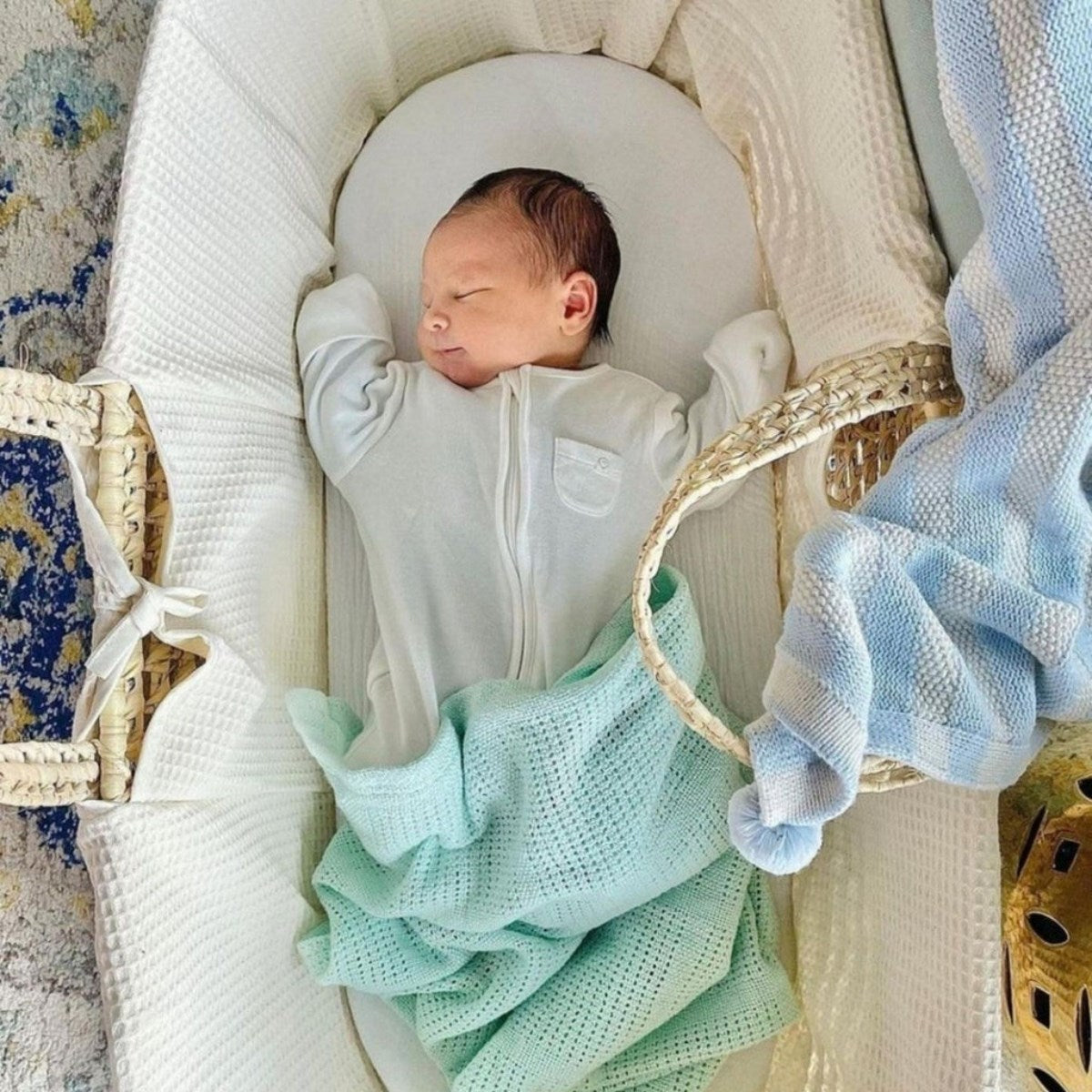 Clair De Lune Waffle Palm Moses Basket