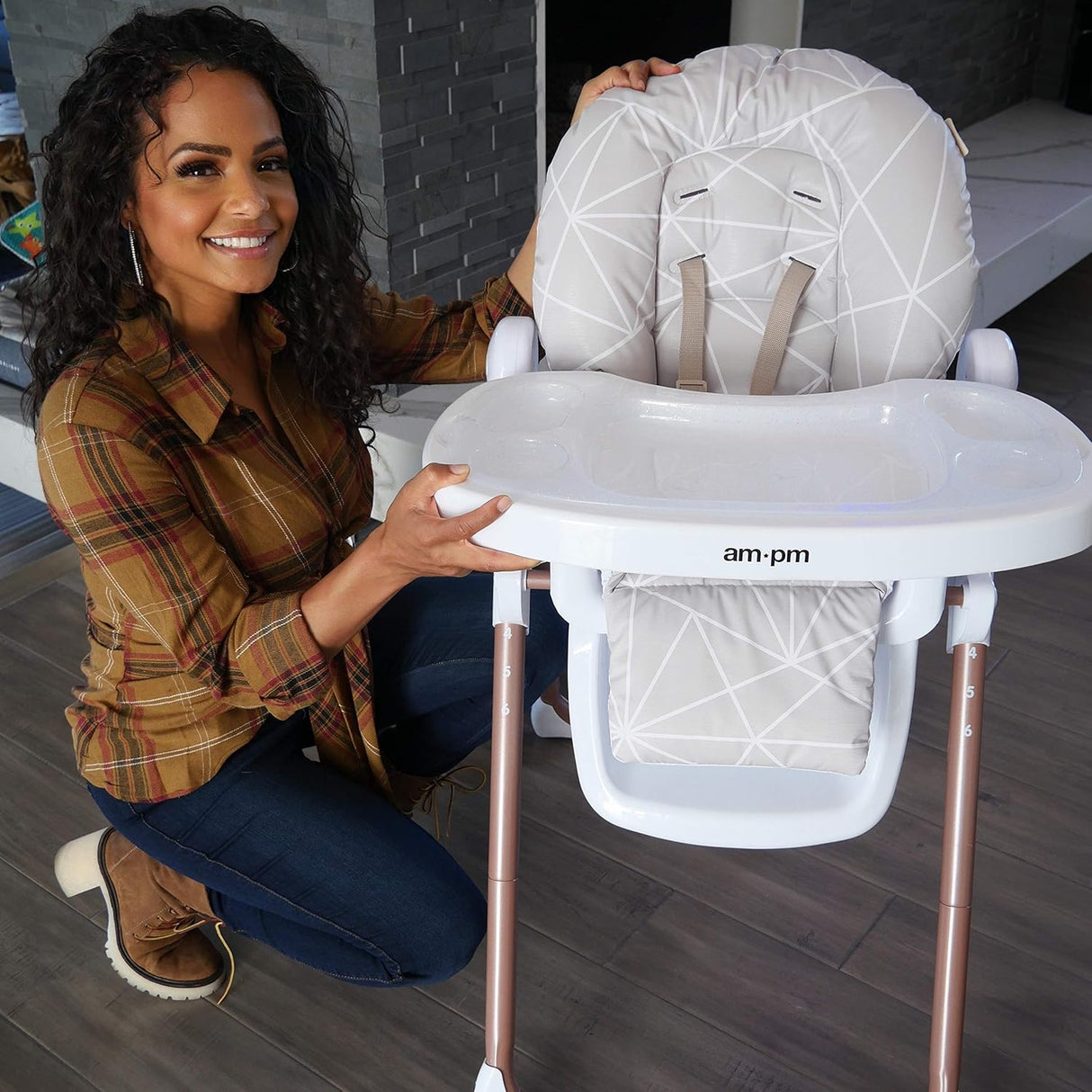 My Babiie Christina Milian AMPM Geometric Mocha Premium Highchair