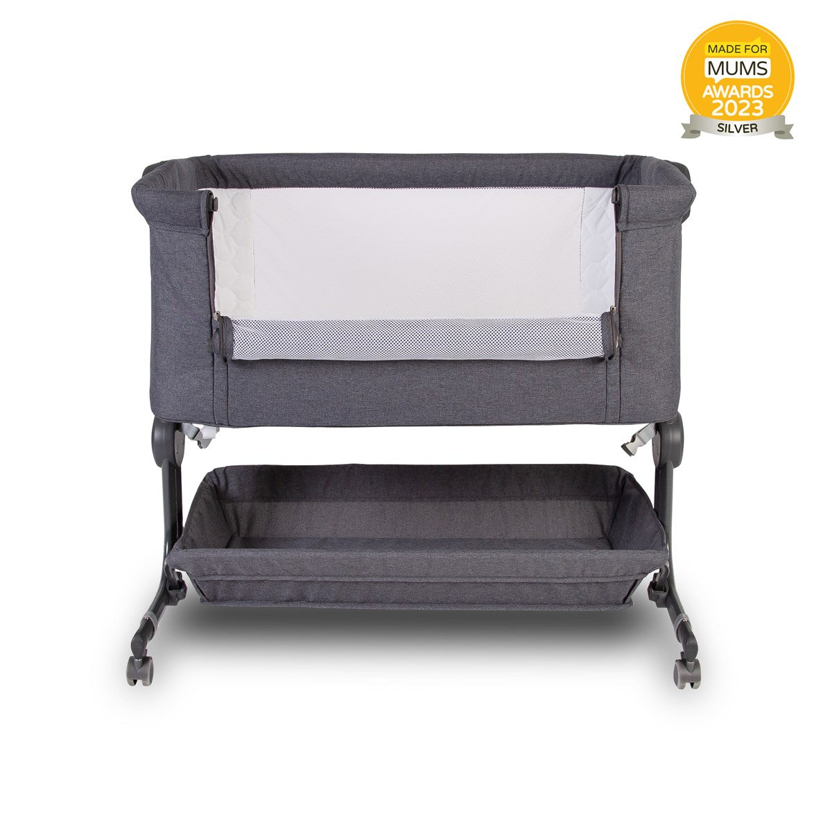 BabyLo Panorama XTi Premium Travel System & Starter Nursery Bundle including Isofix Base 2, Grey on Silver Chassis