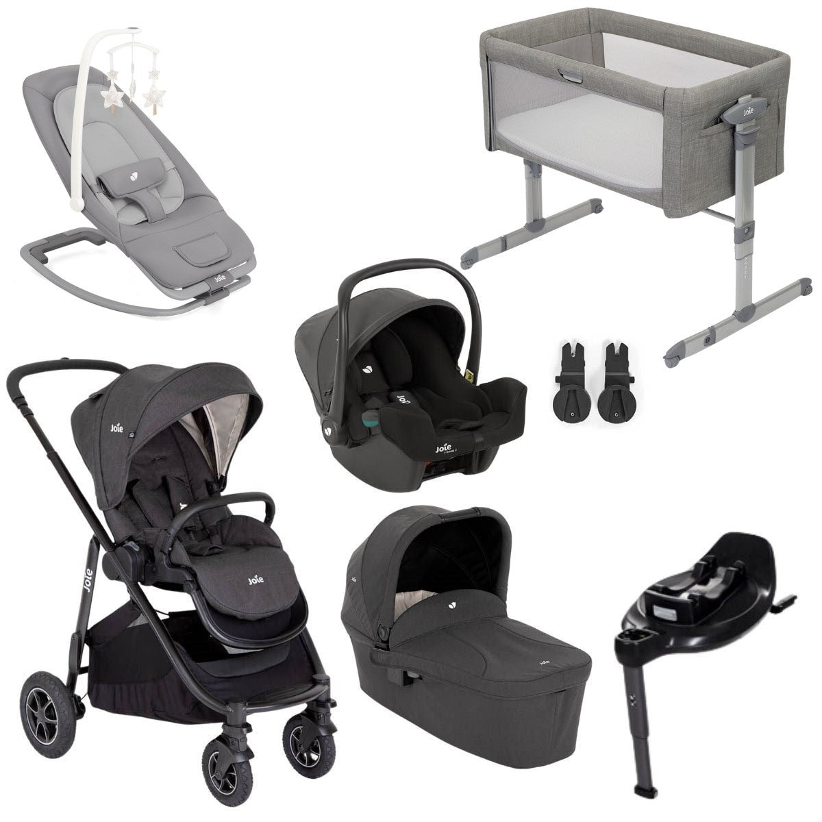 Versatrax Complete Joie Premium Travel System & Starter Nursery Bundle, Shale