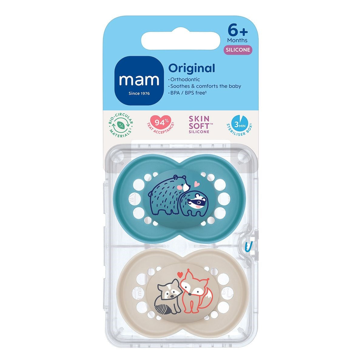 MAM Pure Original 6+M Soother 2pk - Boy