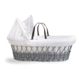 Clair De Lune Grey Wicker Moses Basket