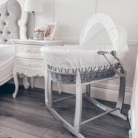 Clair De Lune Grey Wicker Moses Basket