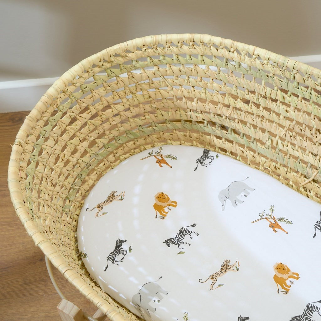 Clair De Lune 2 Pack Fitted Jungle Dream Moses Basket Sheets