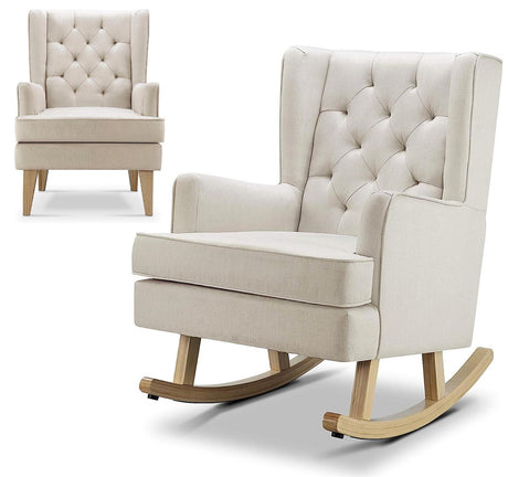 BabyLo Soothe Easy Nursing Chair & Rocker with Stool, Natural