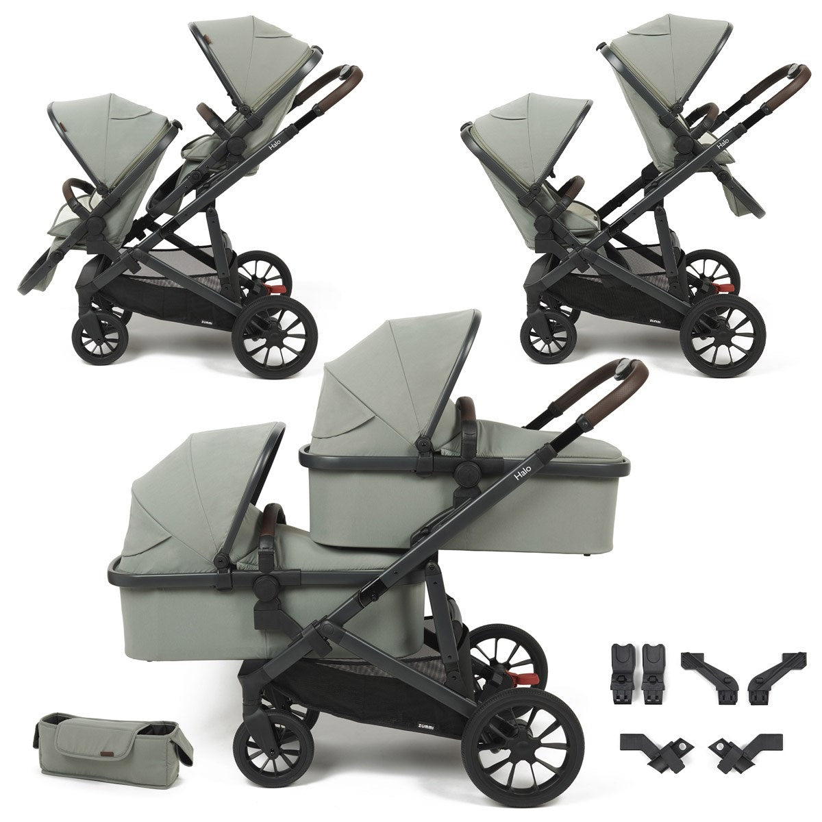 Zummi Halo Twin Complete Set, Sage Green