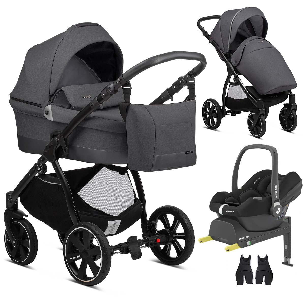 Noordi Sole Go 3in1 + Maxi Cosi Cabriofix + Isofix Base, Essential Bundle