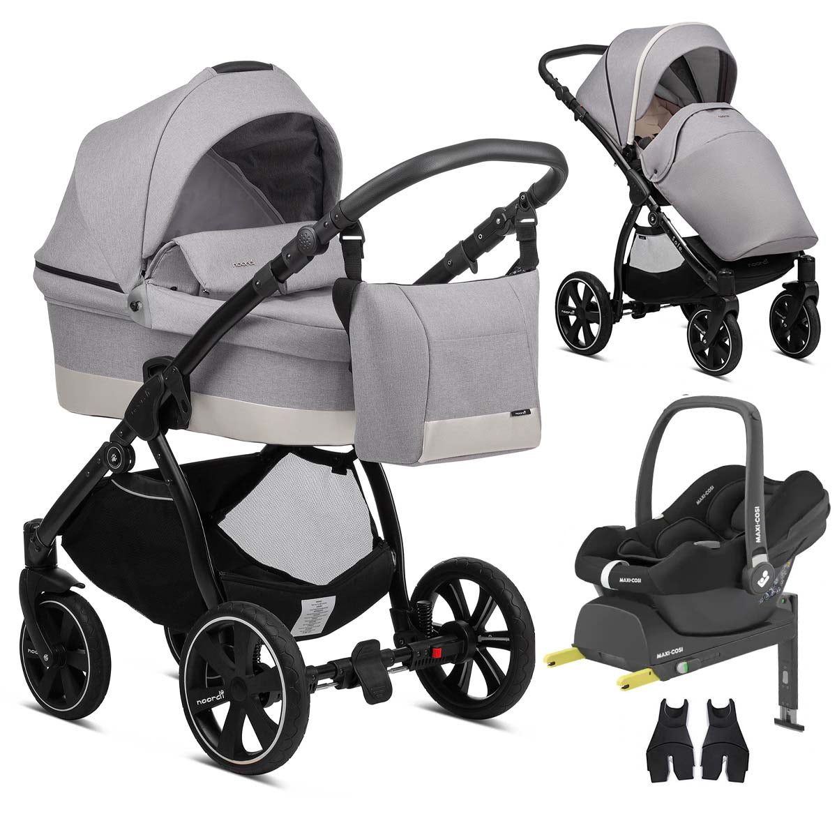 Noordi Sole Go 3in1 + Maxi Cosi Cabriofix + Isofix Base, Essential Bundle