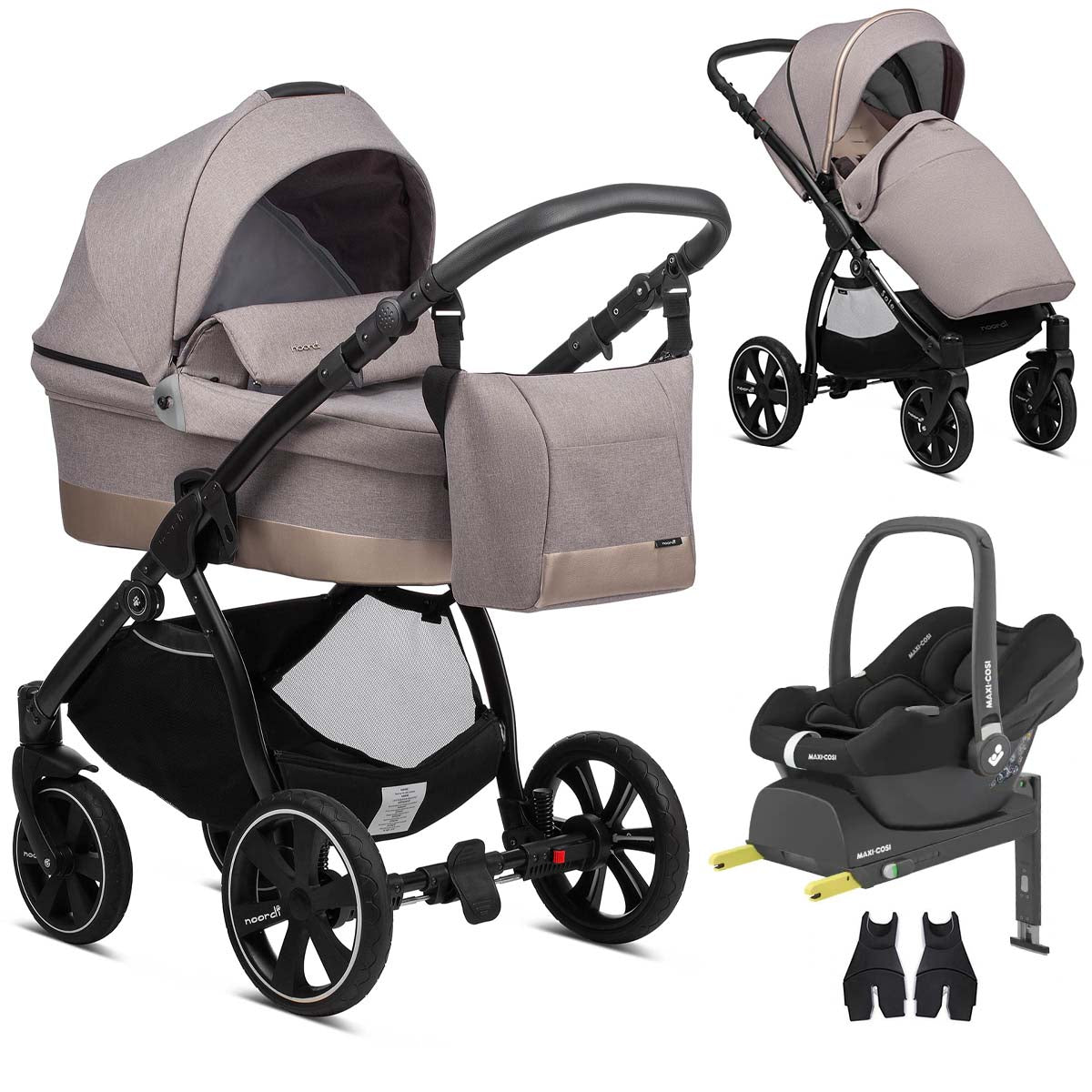 Noordi Sole Go 3in1 + Maxi Cosi Cabriofix + Isofix Base, Essential Bundle