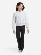 Abercrombie & Fitch Girls Essential Zip Up Top in Grey