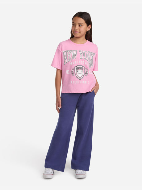 Abercrombie & Fitch Girls Essential Wide Leg Joggers in Blue