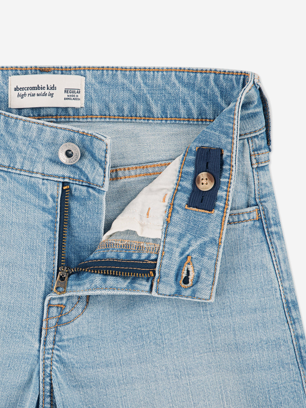 Abercrombie & Fitch Girls High Rise Wide Leg Jeans in Blue