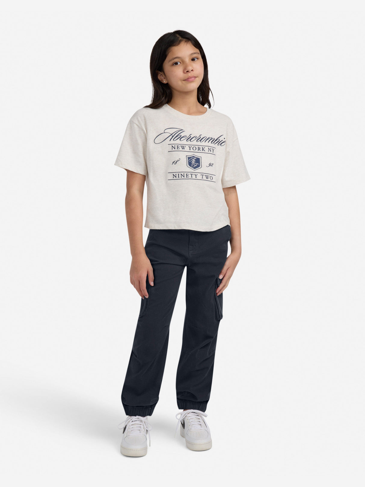 Abercrombie & Fitch Girls Elevated Cargo Trousers in Black