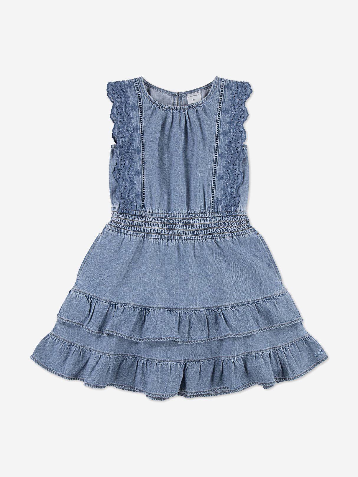 Abercrombie & Fitch Girls Smocked Waist Tiered Dress in Blue