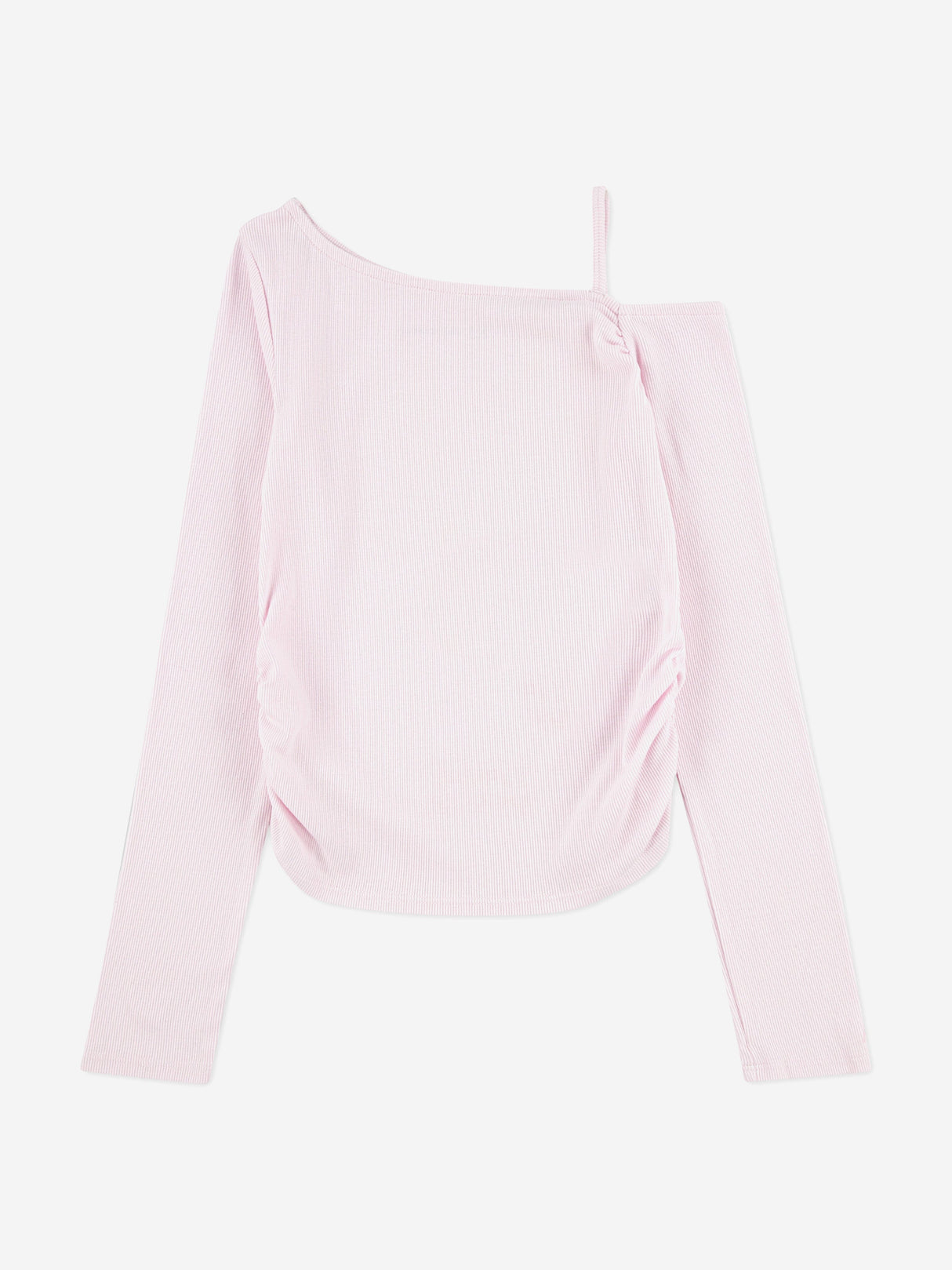 Abercrombie & Fitch Girls Asymmetrical Ruched Long Sleeve Top in Pink