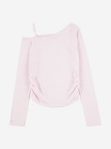 Abercrombie & Fitch Girls Asymmetrical Ruched Long Sleeve Top in Pink