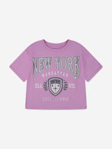 Abercrombie & Fitch Girls New York Crest Boxy T-Shirt in Pink
