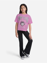 Abercrombie & Fitch Girls New York Crest Boxy T-Shirt in Pink