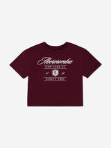 Abercrombie & Fitch Girls Crest Boxy T-Shirt in Red