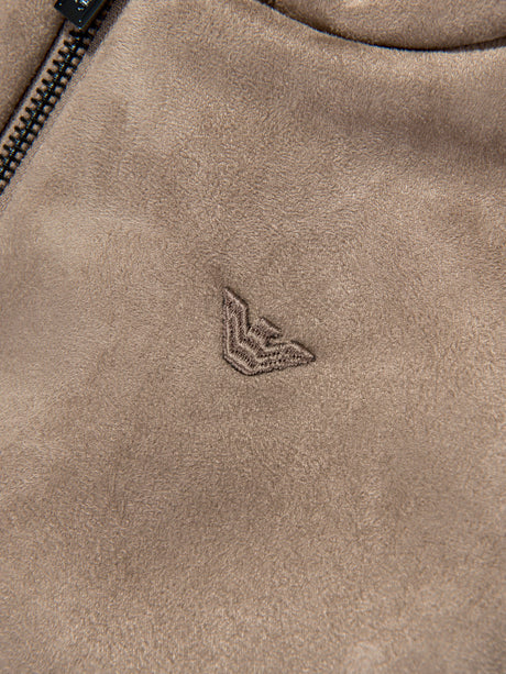Emporio Armani Boys Fleece Lined Zip Up Jacket in Brown
