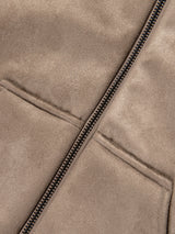 Emporio Armani Boys Fleece Lined Zip Up Jacket in Brown