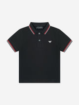 Emporio Armani Boys Logo Polo Shirt in Black