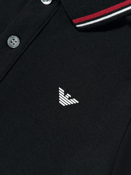 Emporio Armani Boys Logo Polo Shirt in Black